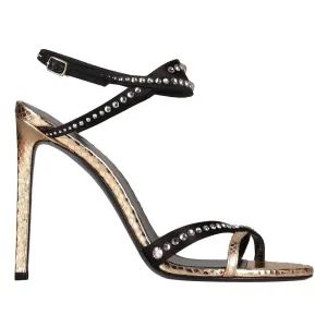 CELINE stiletto sandals, gold/black