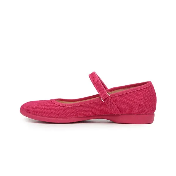 Classic Canvas Mary Janes In Fuxia