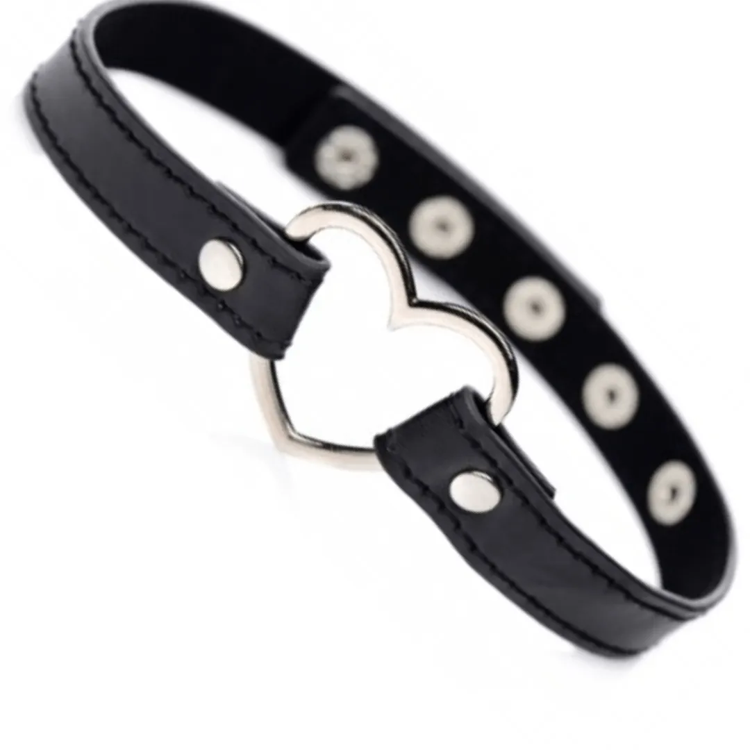 Dark Heart Chrome Heart Choker - Black