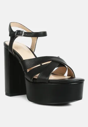 De-Vil Crisscross Straps Block Heel Sandals In Black