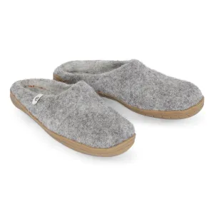 Egos Felted Wool Mule Slippers with Rubber Sole, Grey