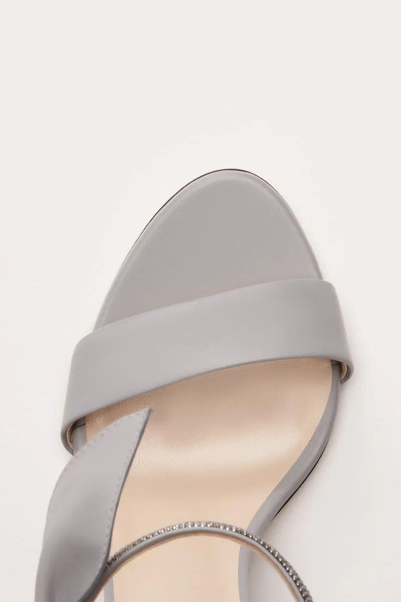 Ester Heeled Leather Sandals in Rock Grey