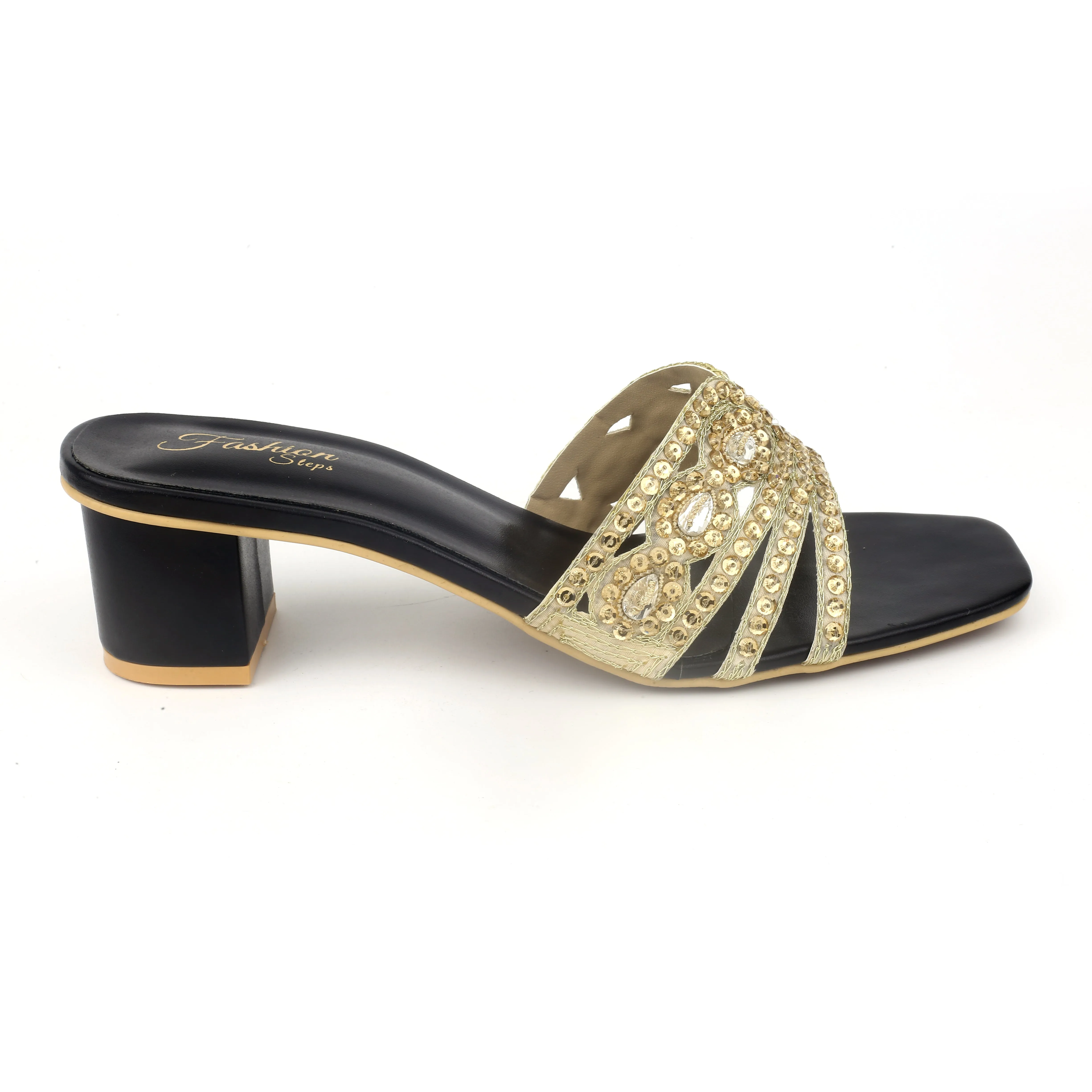 Fashion embroidery heel(gold)