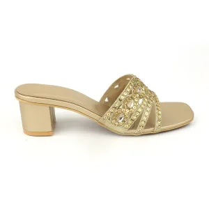 Fashion embroidery heel(gold)