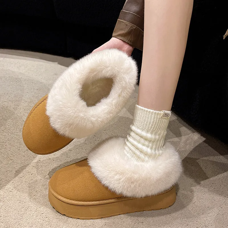 Fluffy Lined Platform Slippers