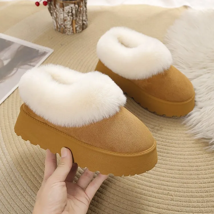 Fluffy Lined Platform Slippers