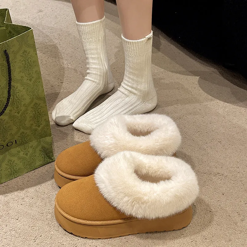 Fluffy Lined Platform Slippers