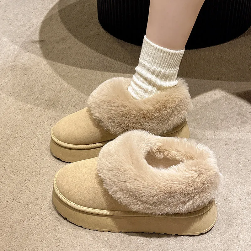 Fluffy Lined Platform Slippers