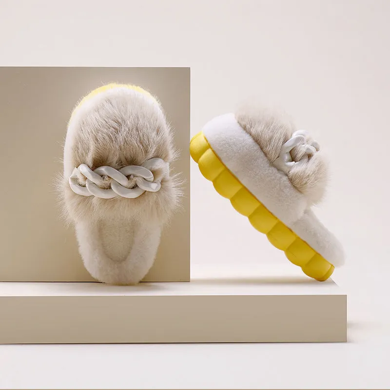 Fluffy Slippers with Links for Women