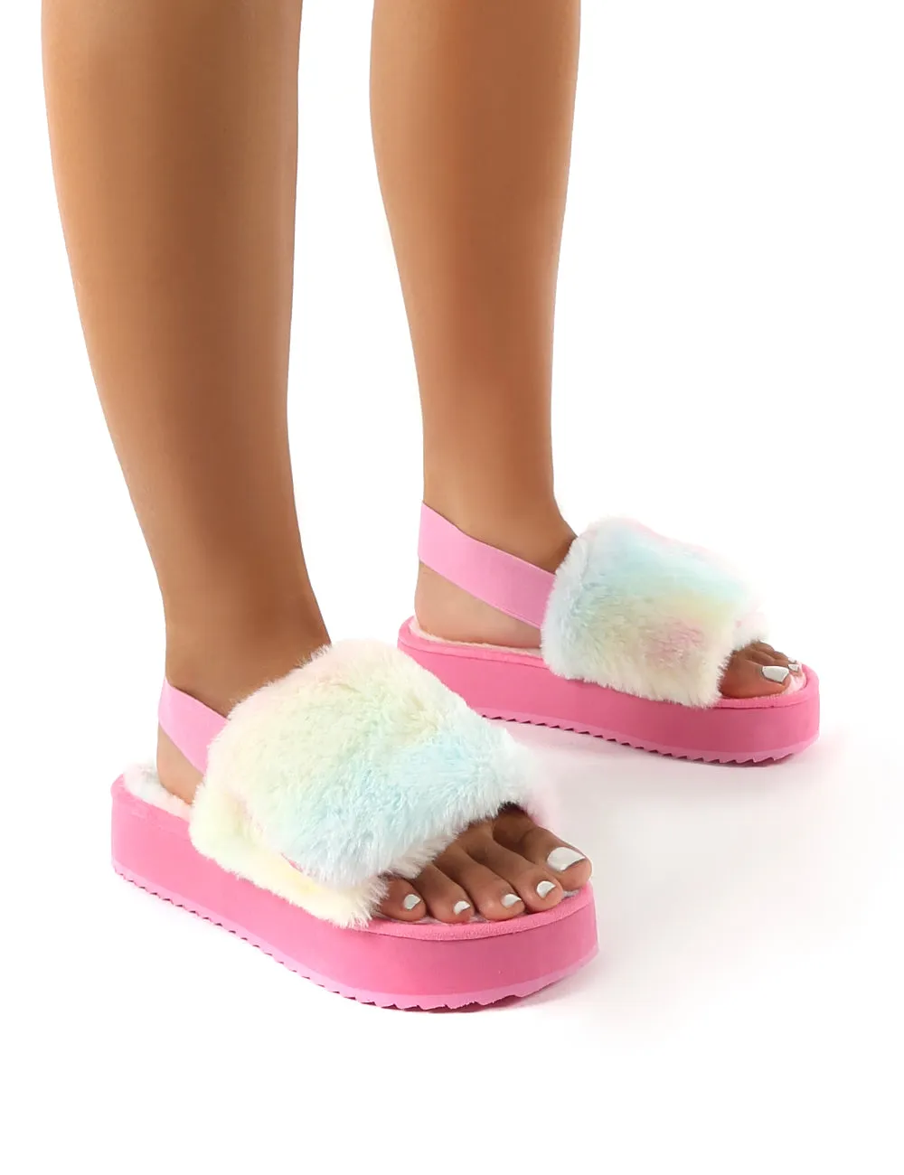 Funky Multi Platform Chunky Sole Velcro Strap Slippers