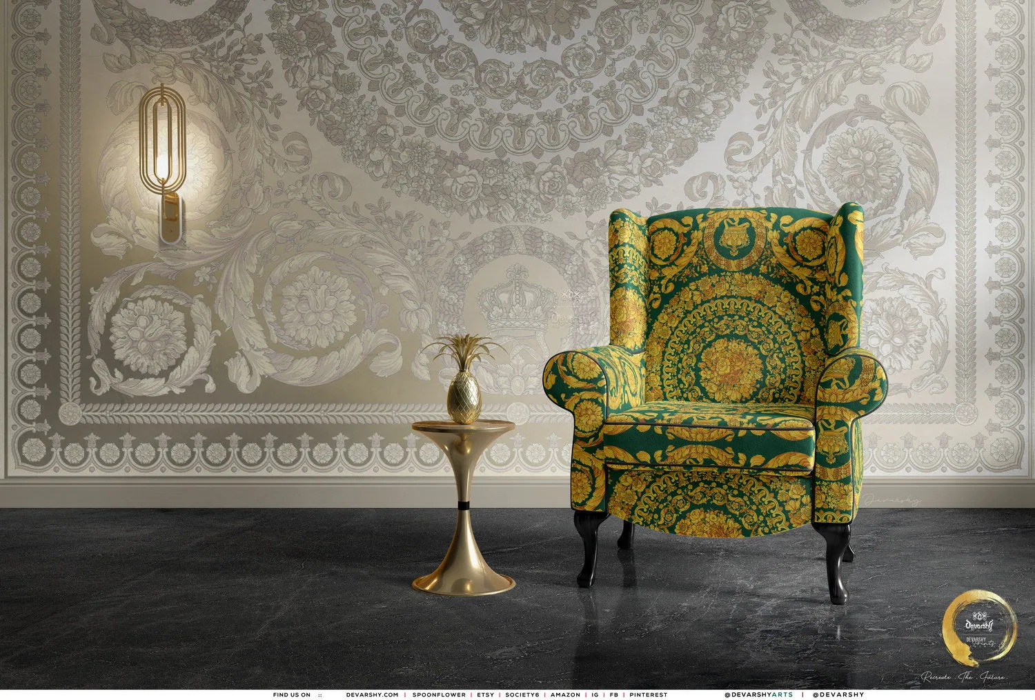 Golden Baroque Upholstery Fabric 3meters 4 Colors & 12 Furnishing Fabric Options Decorative Fabric by the yard | D20049