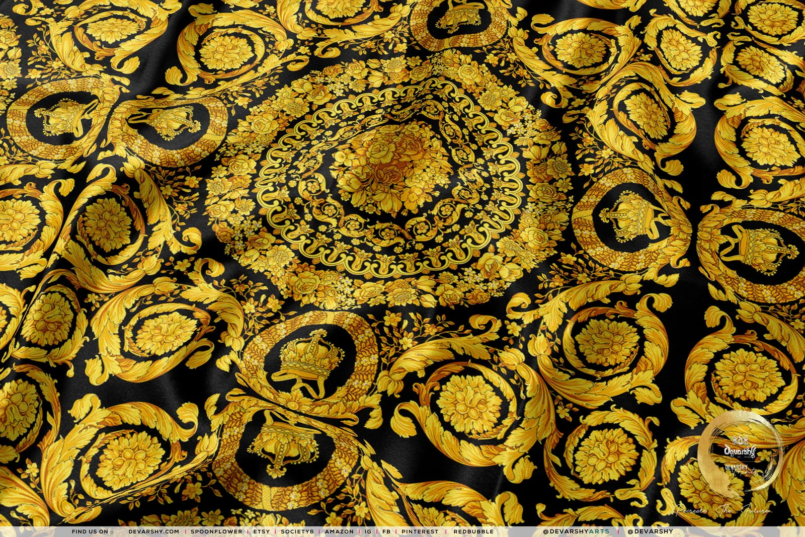 Golden Baroque Upholstery Fabric 3meters 4 Colors & 12 Furnishing Fabric Options Decorative Fabric by the yard | D20049