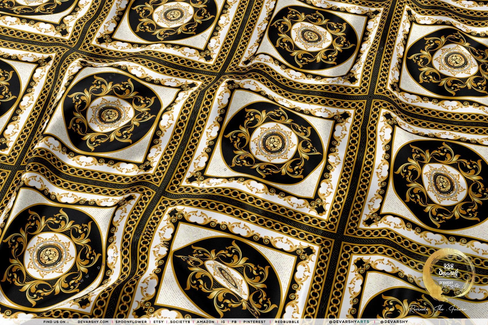 Golden Squares Upholstery Fabric 3meters 6 Designs & 12 Furnishing Fabrics Golden Baroque Fabric By the Yard | 039