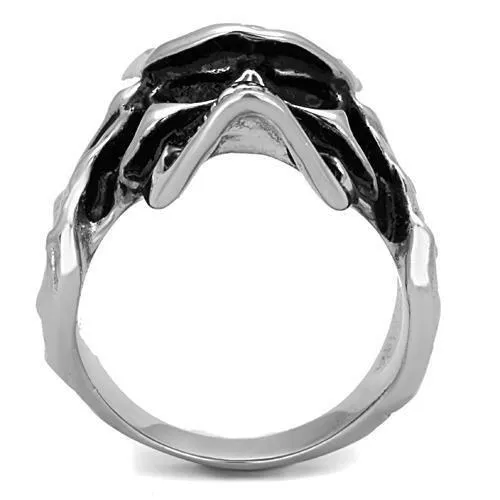 High polished (no plating) Stainless Steel Ring with Epoxy in Jet for Women Style TK1604