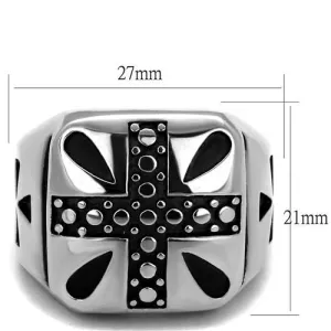 High polished (no plating) Stainless Steel Ring with Epoxy in Jet for Women Style TK2331