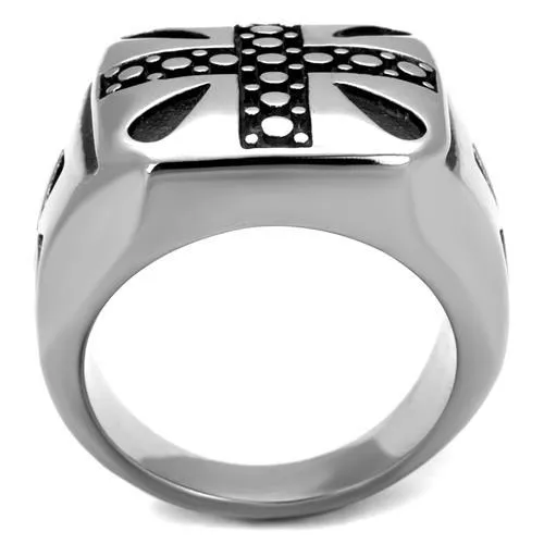 High polished (no plating) Stainless Steel Ring with Epoxy in Jet for Women Style TK2331