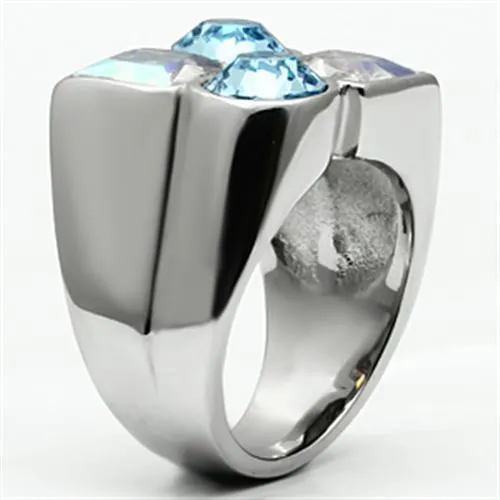 High polished (no plating) Stainless Steel Ring with Top Grade Crystal in Multi Color for Women Style TK645