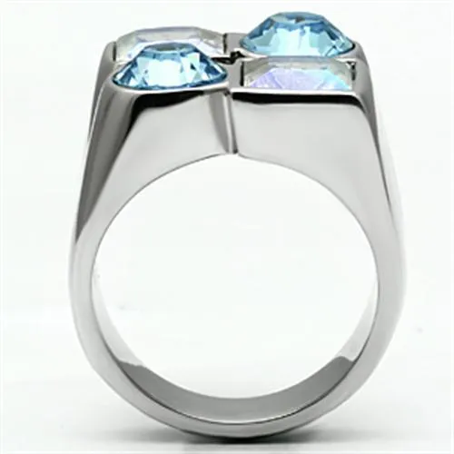 High polished (no plating) Stainless Steel Ring with Top Grade Crystal in Multi Color for Women Style TK645