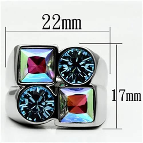 High polished (no plating) Stainless Steel Ring with Top Grade Crystal in Multi Color for Women Style TK645