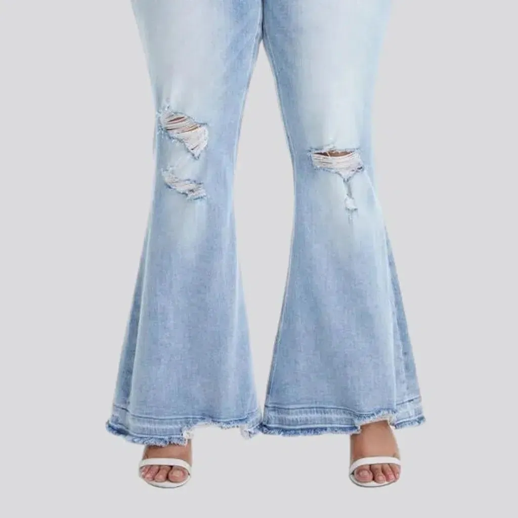 High-waist raw-hem jeans
 for ladies