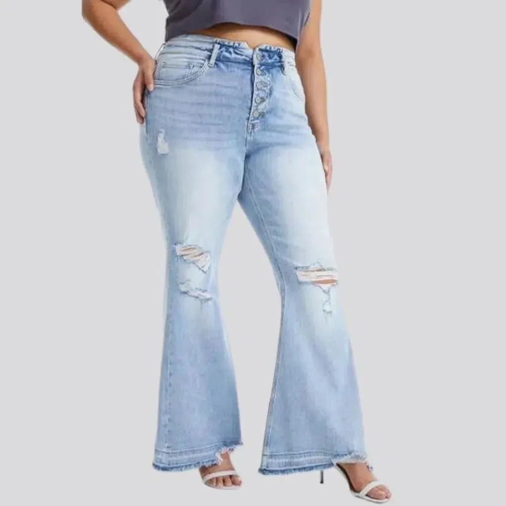 High-waist raw-hem jeans
 for ladies