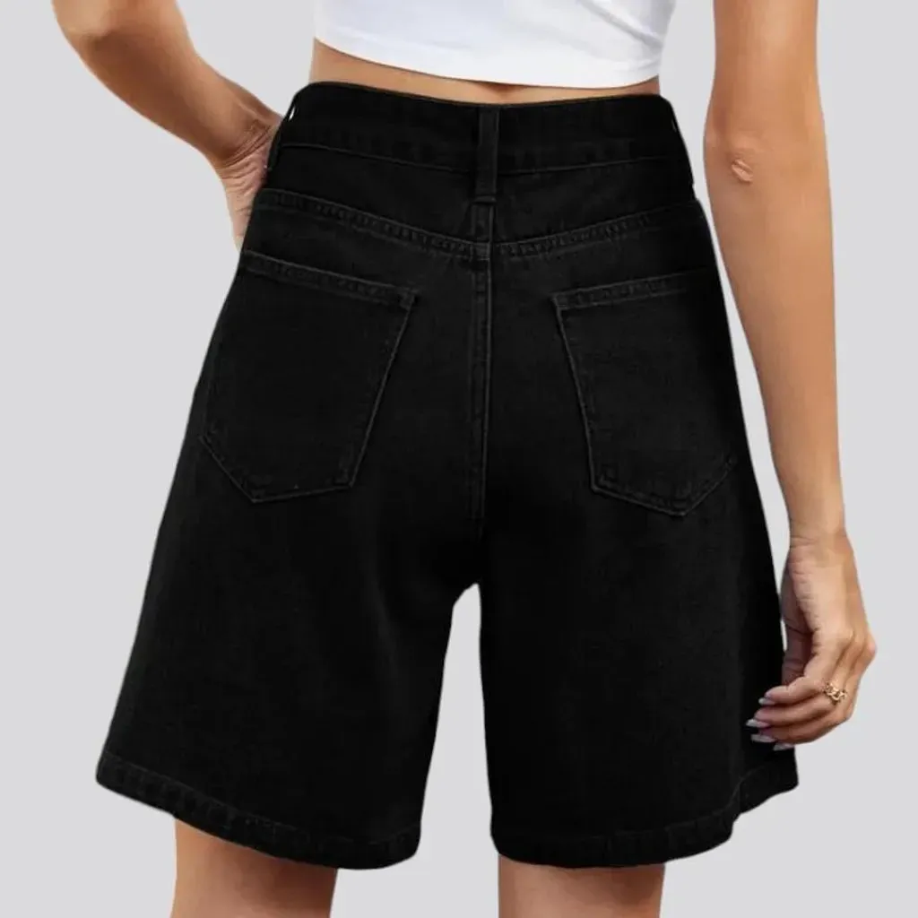 High-waist street jean shorts for ladies