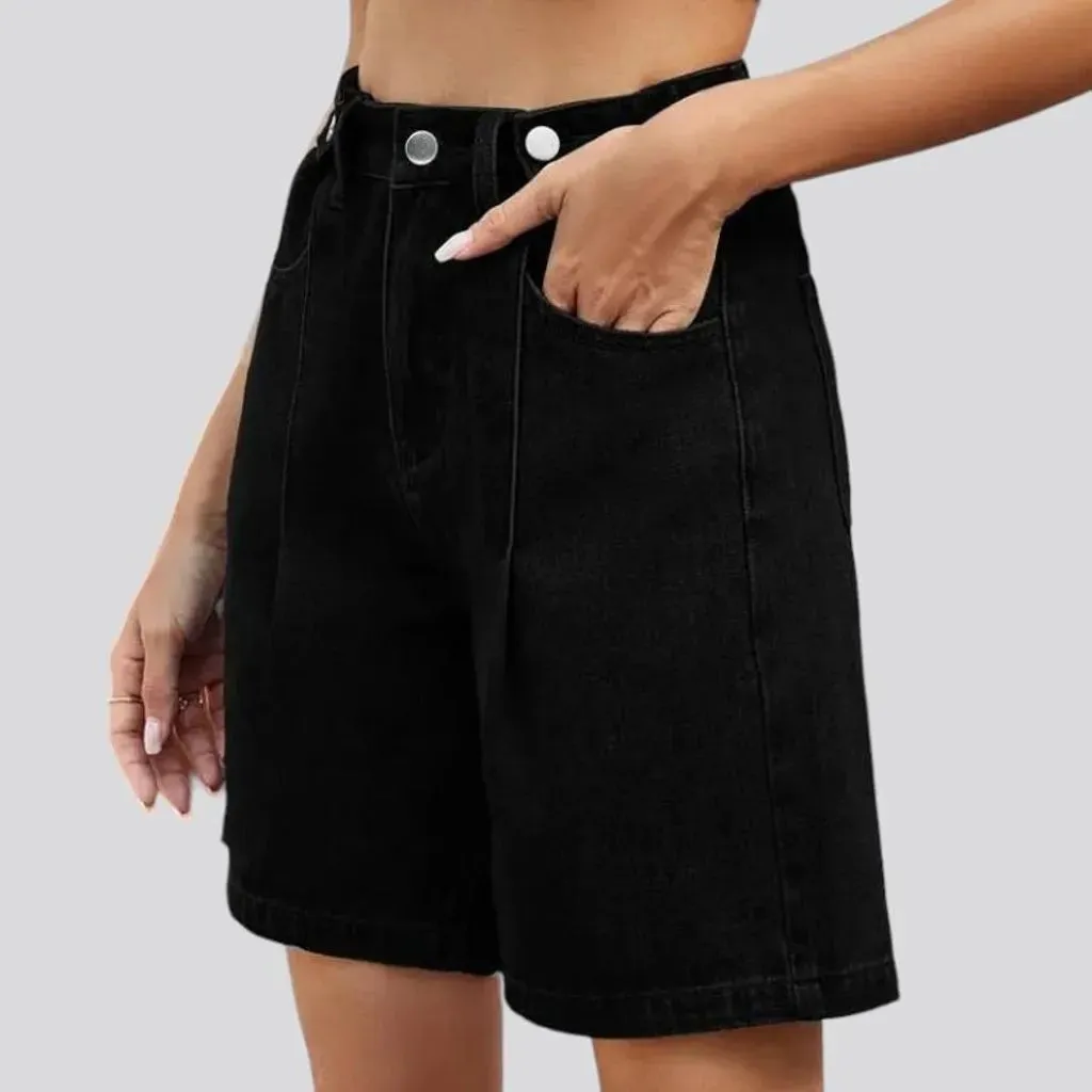 High-waist street jean shorts for ladies