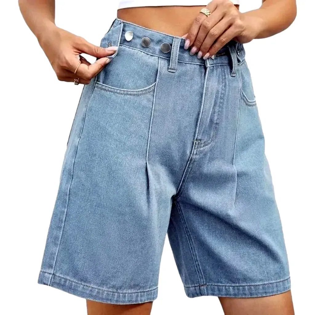 High-waist street jean shorts for ladies