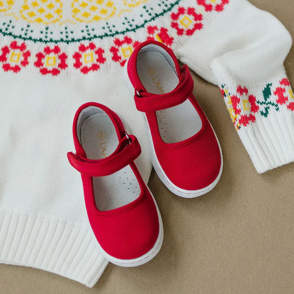 Jenna Canvas Mary Jane Sneaker in Red