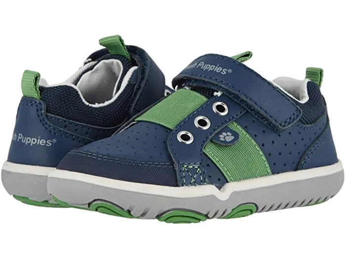 Jesse Kid's Leather Sneaker - Navy/Green