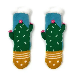 Kids Sherpa Slipper Sock - Cactus Hugs