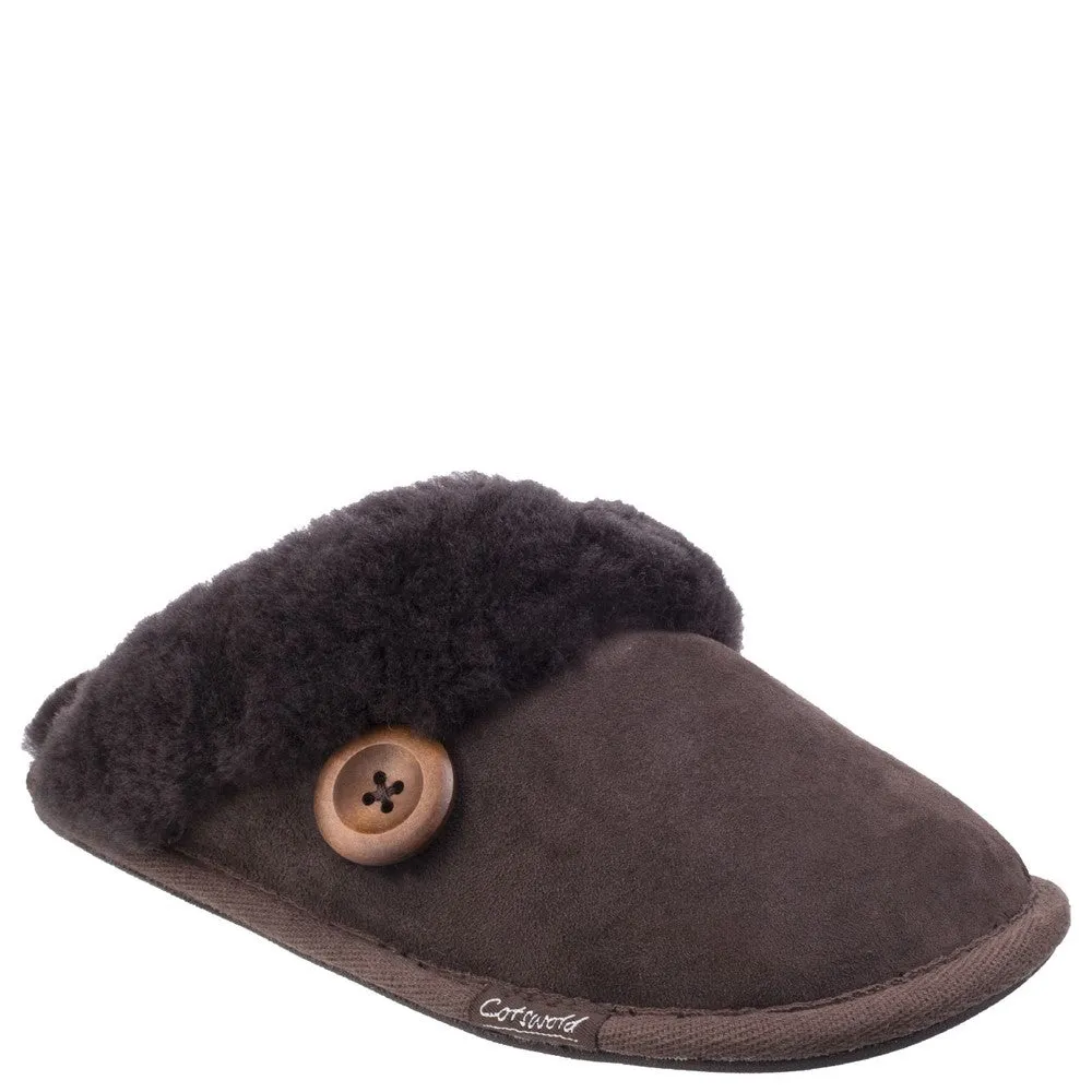 Lechlade Sheepskin Mule Slippers Chocolate