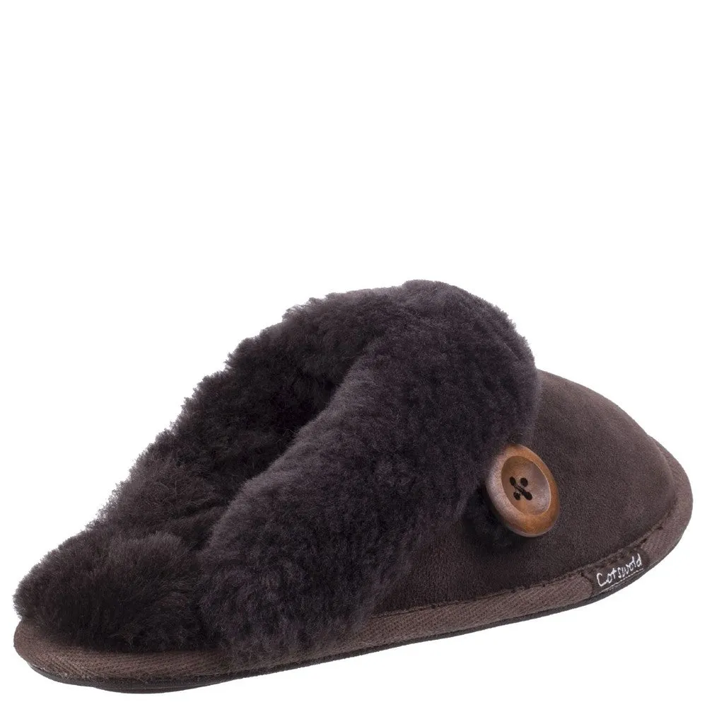 Lechlade Sheepskin Mule Slippers Chocolate