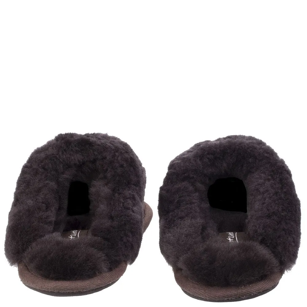 Lechlade Sheepskin Mule Slippers Chocolate