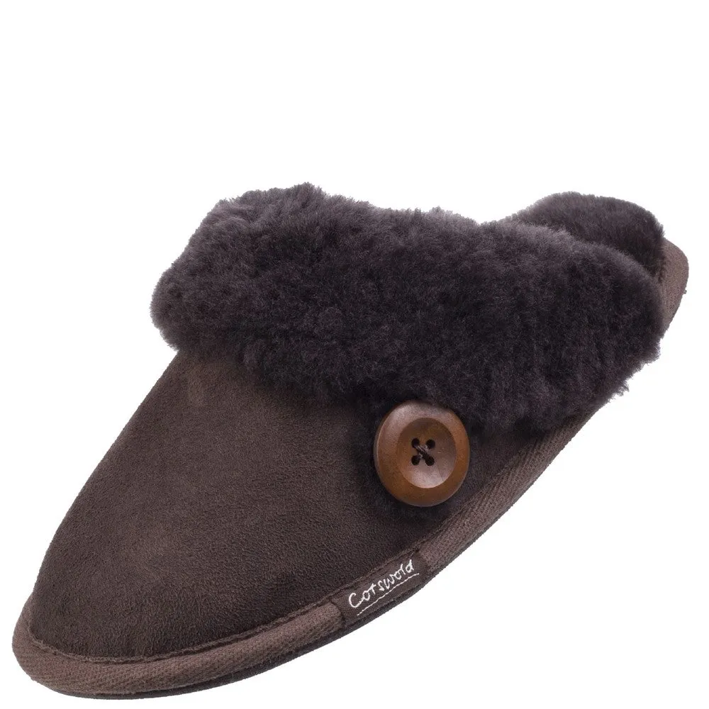 Lechlade Sheepskin Mule Slippers Chocolate