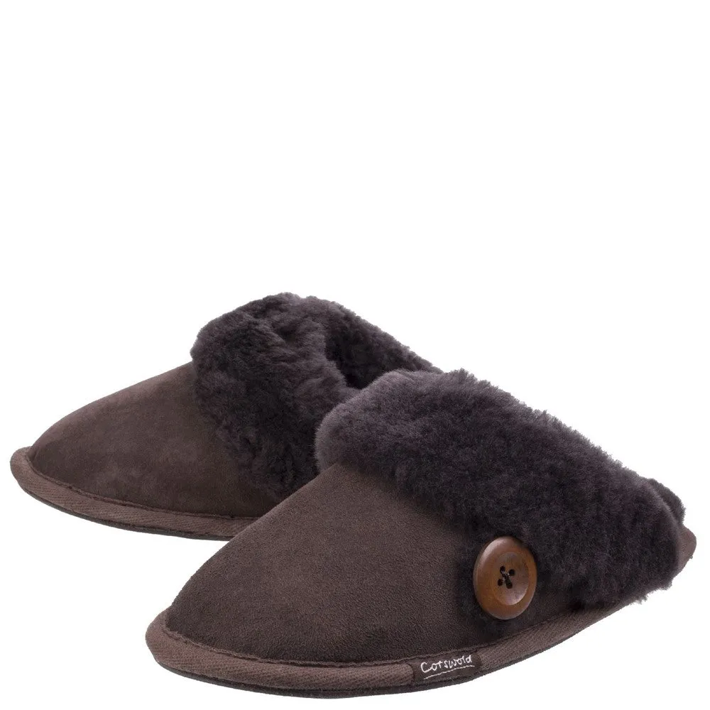 Lechlade Sheepskin Mule Slippers Chocolate