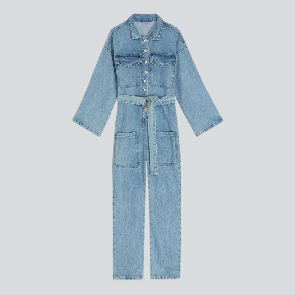 Loose fit women's denim jumpsuit