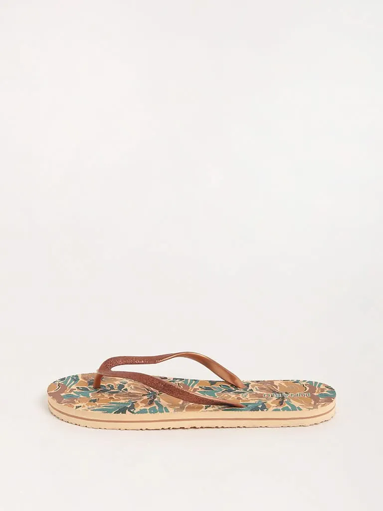 LUNA BLU Brown Floral Flip-Flop