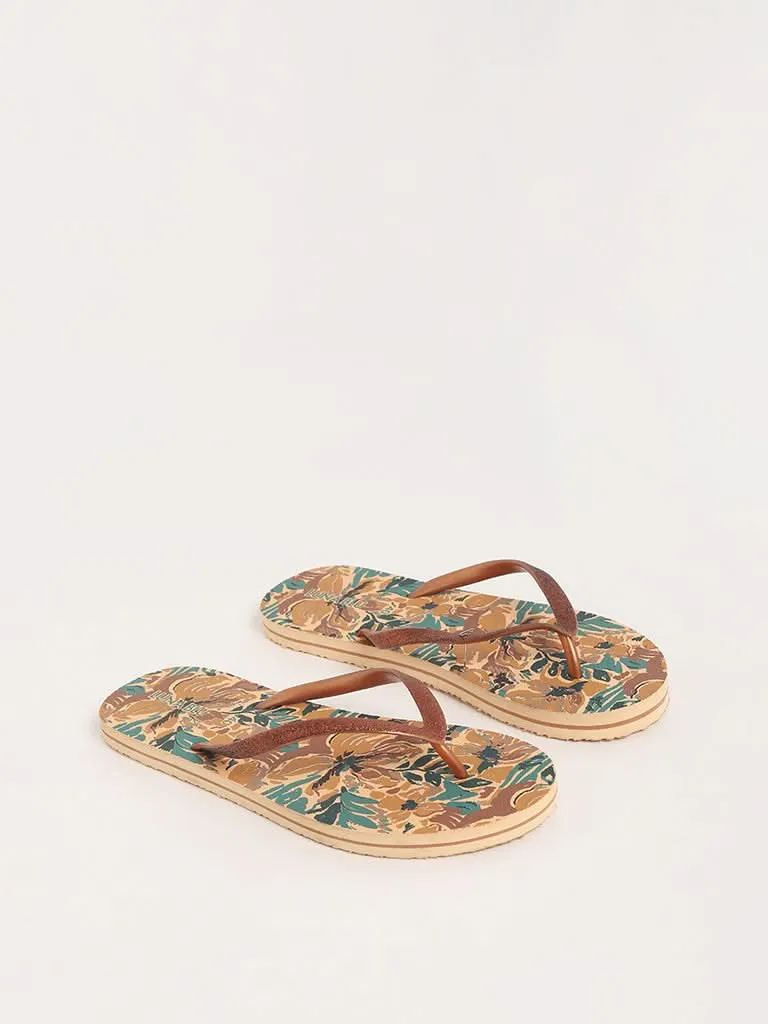 LUNA BLU Brown Floral Flip-Flop