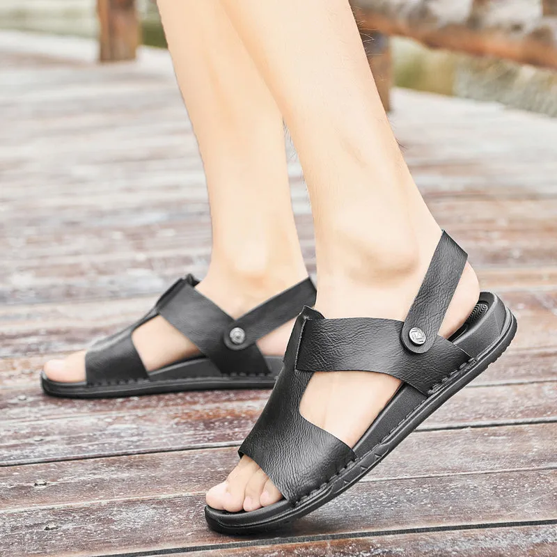 LuxeLeather  Summer Chic Buckle Sandals