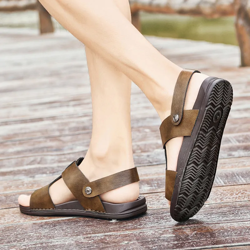 LuxeLeather  Summer Chic Buckle Sandals