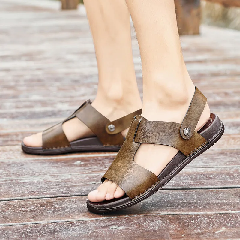 LuxeLeather  Summer Chic Buckle Sandals