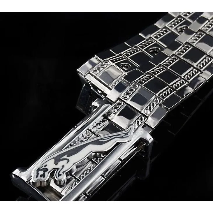 LuxeMetal Exotic Texture Steel Buckle Belt