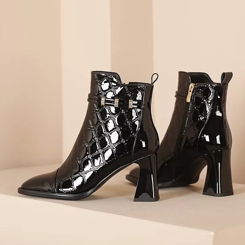 Luxury Exotic Leather High Heeled Boots