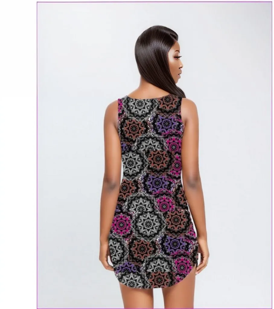 Mandala Graffiti Womens Square Neck Bodycon Dress