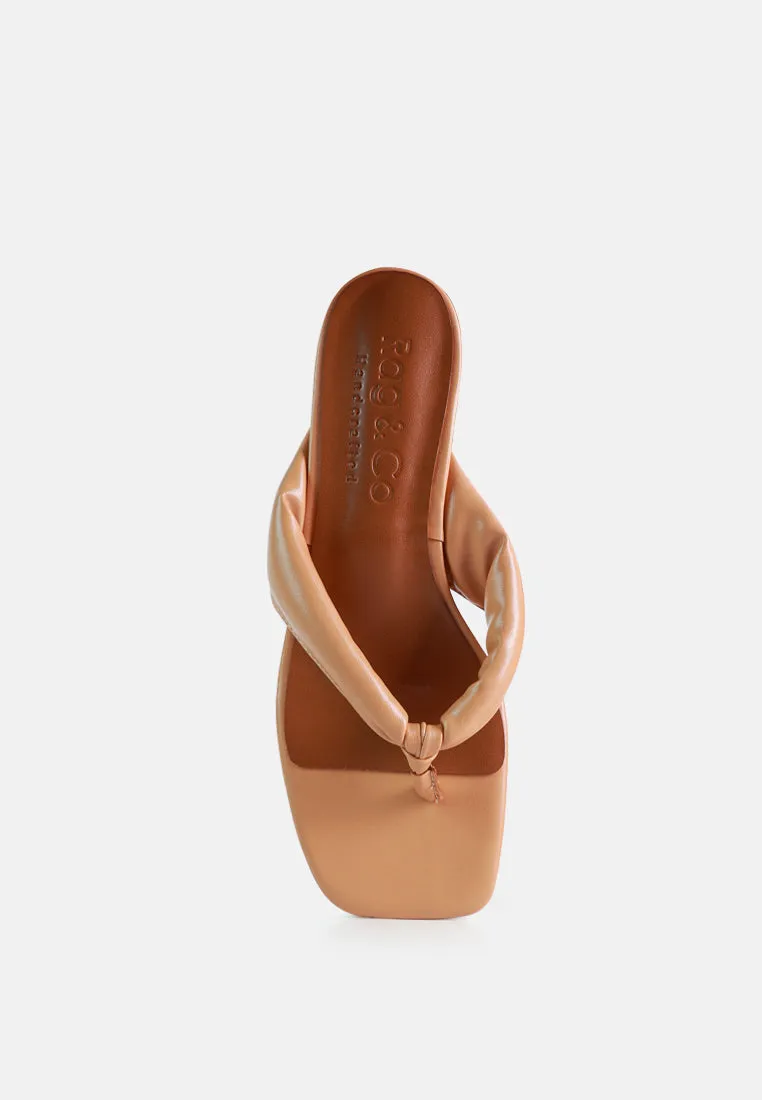 MEMESTAR Latte Low Heel Thong Sandals