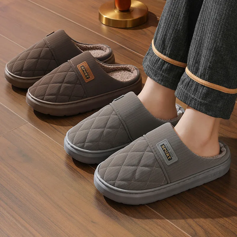 Men's Home Slippers Winter Warm Plush House Shoes Indoor Non-slip Floor Bedroom Slipper Casual All-match Shoes