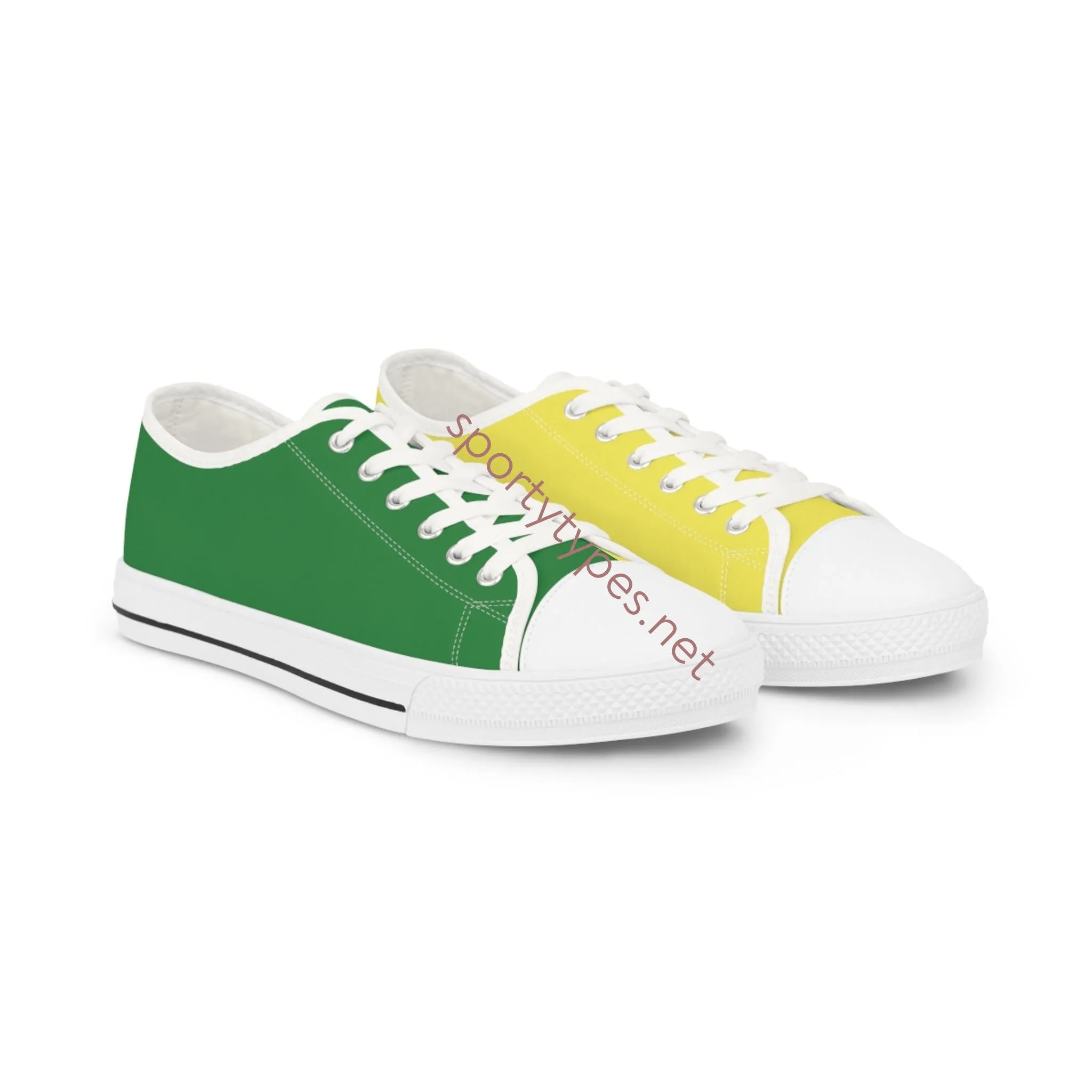 Men's Yellow & Green Mismatched Low Top Sneakers