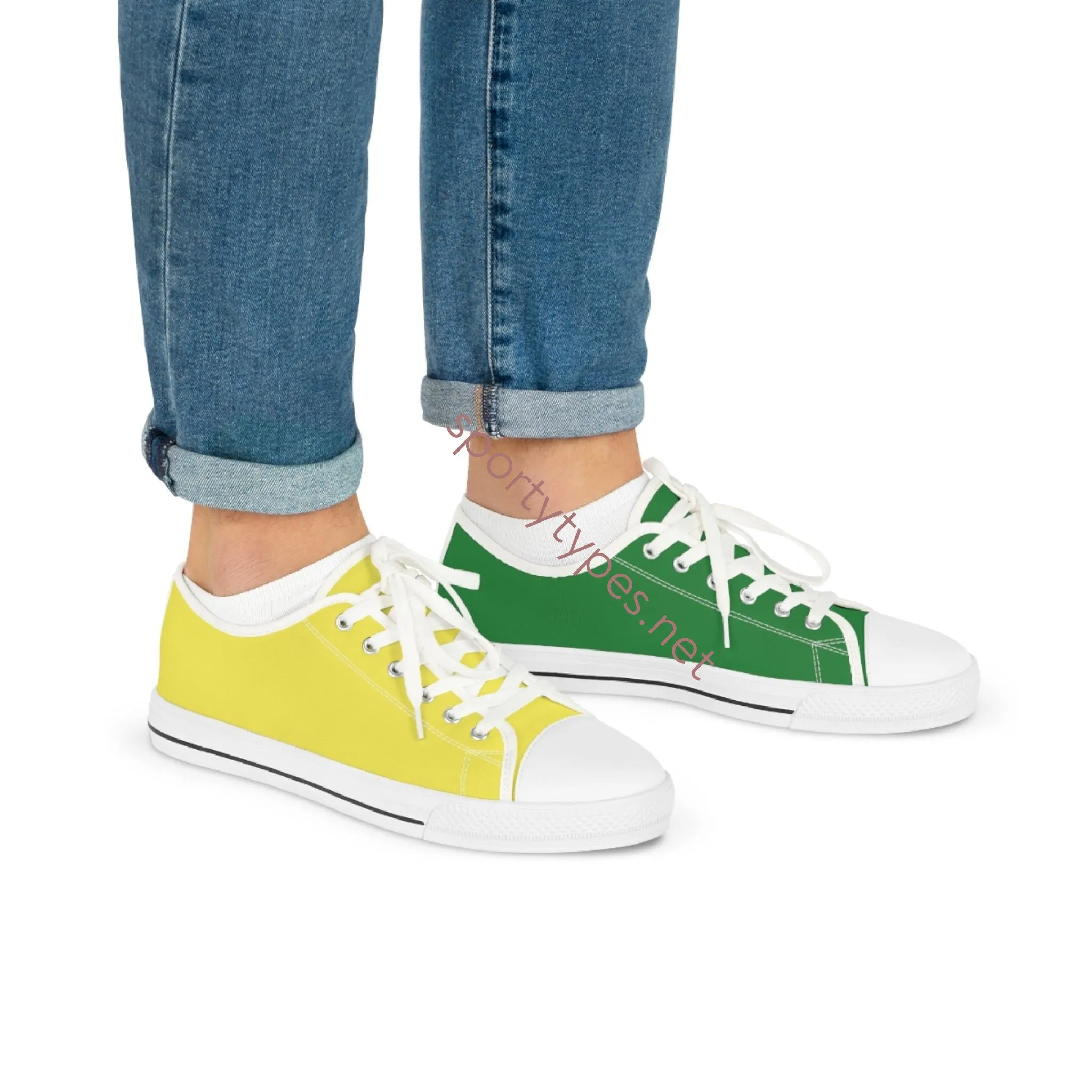 Men's Yellow & Green Mismatched Low Top Sneakers