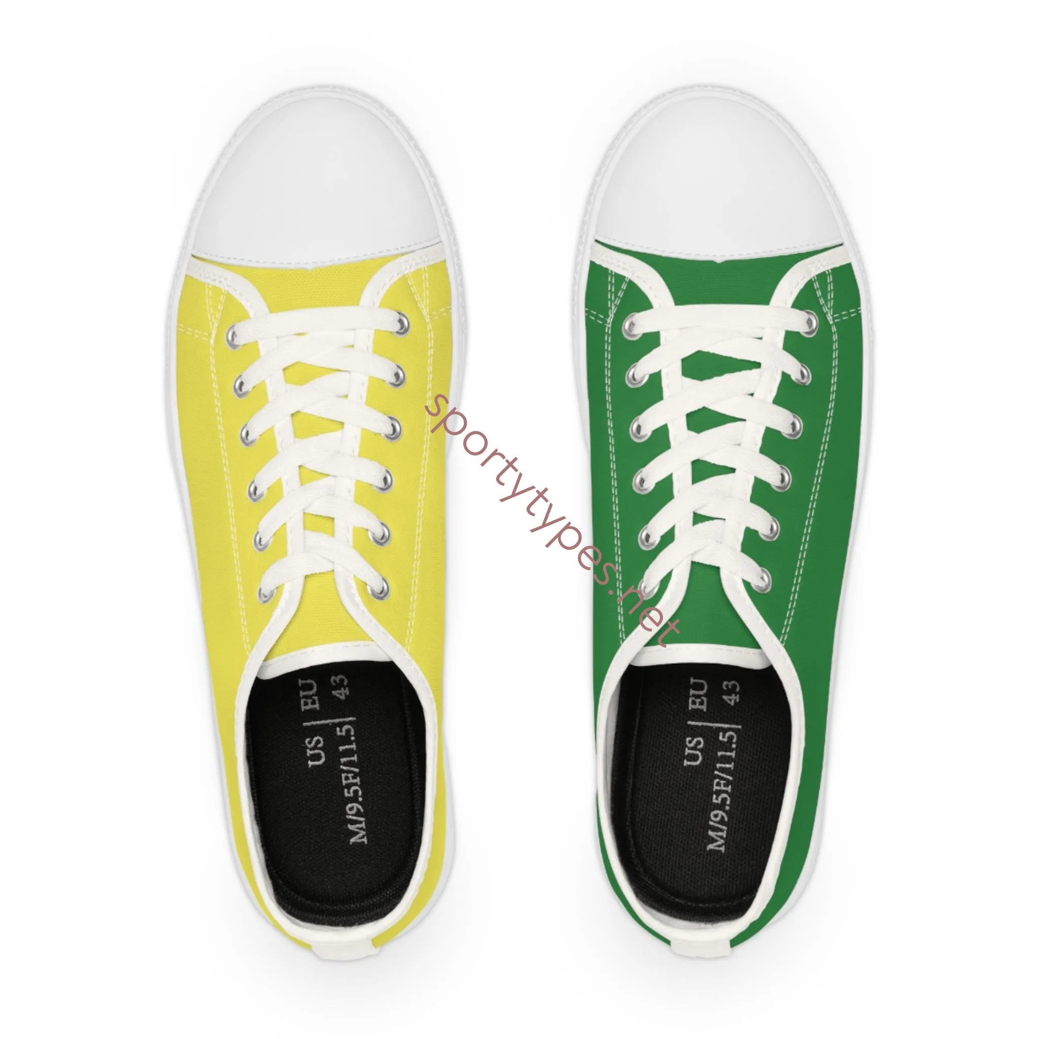 Men's Yellow & Green Mismatched Low Top Sneakers